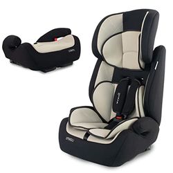 Mobiclinic®, Silla de coche, Grupo 1/2/3, ISOFIX, 9-36 kg, Lionfix, Arnés de 5 puntos de anclaje, Respaldo extraíble, Convertible en alzador, Reposacabezas regulable, Beige