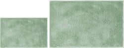 andiamo Tappeto da bagno antiscivolo Florida – Tappetino da bagno morbido e soffice – Tappetino da bagno antiscivolo lavabile – Set da 2 tappetini da bagno per bagno, 40 x 60 cm + 60 x 100 cm, salvia