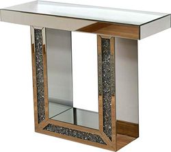 DRW DRW098911 tafel voor de entree, spiegel met glanzende voet, 100 x 81 x 35,5 cm, beige, afmetingen: