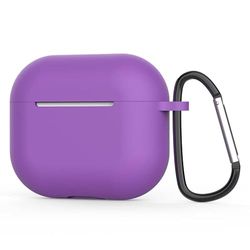 Compatibile con Apple AirPod 3a generazione 2021, accessorio protettivo in silicone con portachiavi, LED frontale visibile - viola