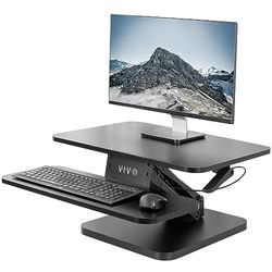 VIVO Zwart in hoogte verstelbaar 63,5 cm staande bureauconverter, compacte zitstandaard tafelblad monitorverhoger werkstation, DESK-V001G
