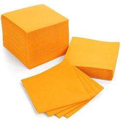American Homestead Orange Cocktail Napkins - Premium 4"x4" Disposable Linen-Like Beverage Napkins - Bulk Square Party Bar Serviettes for Weddings, Parties, Events, and Everyday Use - 100 Count