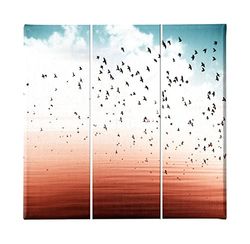 Homemania Afbeelding Bird 3 delen dieren, woonkamer, kinderkamer, meerkleurig, 69 x 3 x 50 cm, HM203PKNV-248, polyester, hout