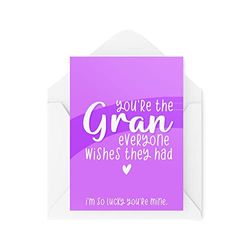 Funny Novelty Greeting Cards | You're The Gran Everyone Wishes They Had | Birthday Grandma Grandparents Mother's Day Funny Joke | CBH1193