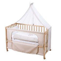 roba Lit d'allaitement 60x120cm "Lovely Bear" - bois naturel - fixation au lit parental possible - avec équipement textile