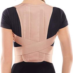 TOROS-GROUP Correcteur de posture pour homme et femme - Bandage dorsal pour une posture parfaite (beige, large)