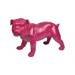 Homéa, Bouledogue en Polyrésine Fuchsia H,27 x L,40,5 x P,22 cm