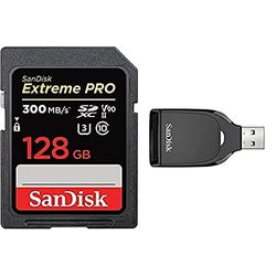SanDisk Extreme PRO 128GB SDXC UHS-II Card with SanDisk SD UHS-I Card Reader