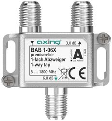 Axing BAB 1-06X 1-voudige aftakker, 6 dB 5-1800 MHz, tv data internet, kabeltelevisie