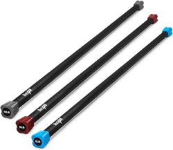 Yes4All L8QF Gewogen trainingsstang, blauw, donkergrijs, set, verzwaarde stang 2-13 kg, halterstang om op te tillen, verzwaarde bar rekken, combo
