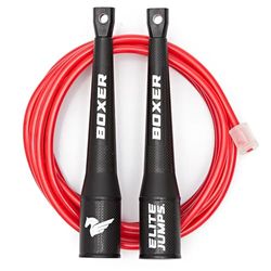 EliteSRS - Boxer Springtouw 3.0-5mm PVC met bewegingsvrijheid polymeer handgrepen en ergonomische antislip kuiltjesgreep - Rood