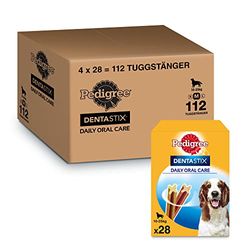 Pedigree Dentastix Snack voor mondhygiëne voor honden, middelgroot, 10 tot 25 kg, 180 g, in totaal 112 stuks, 28 stuks, 4 stuks