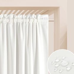 ROOM99 Tenda per esterni con nastro arricciato, 155 x 220 cm di larghezza x altezza per esterni, resistente alle intemperie, impermeabile, protezione solare, da giardino, antivento, ecru