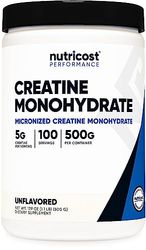 Nutricost Creatine Monohydrate Micronized Powder 500G, 5000mg Per Serv (5g) - 100 Servings for Endurance, Muscle Growth, Athletic Performance and Recovery