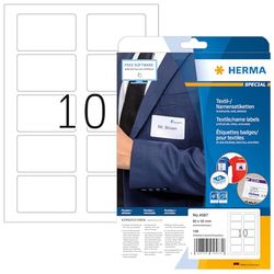 HERMA 4587 naamelabels A4 afneembaar, set van 32 (80 x 50 mm, 320 vellen, acetaatzijde) zelfklevend, bedrukbaar, residu-vrije verwijderbare naamlabels, 3.200 etiketten voor printer, wit