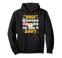 Funny Bingo 17° compleanno Le regine del bingo sono nate nel 2007 Felpa con Cappuccio