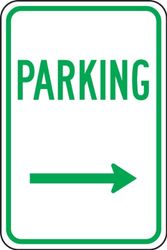 Accuform FRP226RA Engineer-Grade Reflective Aluminum Parking Sign, Legend"Parking (Arrow Right)", 18" Length x 12" Width x 0.080" Thickness, Green on White