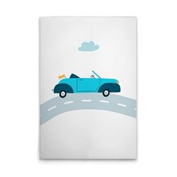 A.S. Création DD132504 Tableau mural pour chambre d'enfant Motif voitures Blanc/bleu 80 x 120 cm
