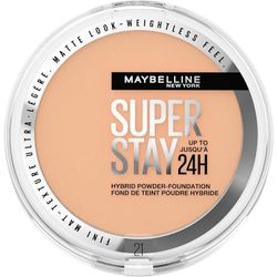 Maybelline Powder Foundation, Long-lasting 24H Wear, Medium to Full Coverage, Transfer, Water & Sweat Resistant, SuperStay 24H Hybrid Powder Foundation, 21