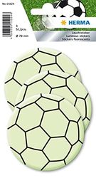 HERMA 15024 Stickers voetbal groot, 3 stuks, zelfklevend, lichtgevende voetbal muurstickers, lichtgevende stickers van plastic voor kinderkamer, decoratie voor kinderen, meisjes en jongens
