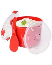 Sistema arroz para micro-ondas, 2,6 l, arroz pequeno adequado para máquina de lavar loiça, sem BPA, vermelho