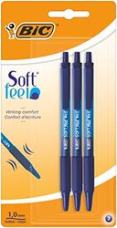 BIC Soft Feel Clic Grip Pen - Blue, Pack of 3