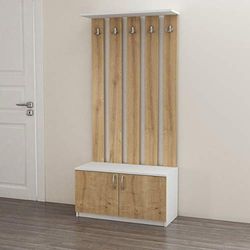 Homemania Mueble Entrada, aglomerado de melamina, Blanco, Roble