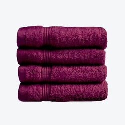 Allure Zero Twist Lot de 4 Gants de Toilette en Flanelle 100% Coton égyptien 30 x 30 cm (Betterave)