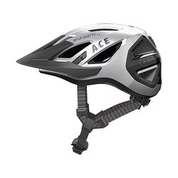 ABUS Urban I 3.0 ACE Fietshelm met led-achterlicht, verlengd scherm en magneetsluiting, voor dames en heren, zilver, maat L