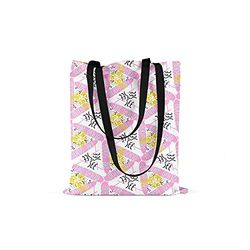 Bonamaison Printed Tote Bag, Reusable Grocery Bag, Shopping Bag, Machine Washable, Foldable, Canvas Cloth Bag with Black Handles, Size: 48x55 cm
