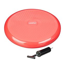 Relaxdays Coussin d’air à picots 33 cm pompe à air balance fitness coussin disque d’équilibre, rouge