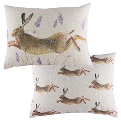 Evans Lichfield Hunter springende haas polyester gevuld kussen, multi, 43 x 43cm