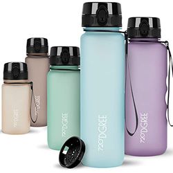 720°DGREE Water Bottle 650ml "uberBottle" +Fruit-Sieve, softTouch - Waterfles BPA-Free, Lekvrij, Herbruikbaar - Lichte Drinkfles, Sportfles voor Kinderen, School, Sport, Camping, Outdoor, Travel