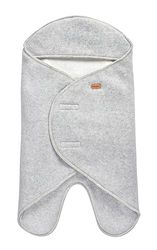 BÉABA, Babynomade Double Polaire, Couverture enveloppante Hiver bébé, Compatible Siège Auto/Pousette/Nacelle/Transat, Douce, Chaude, Déperlante, Respirante, Passage Harnais, Gris Chiné/Blanc,0-6 Mois