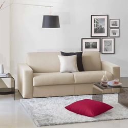 Talamo Italia - Canapé fixe 3 places Elizabeth, Canapé de salon en tissu rembourré, avec accoudoirs standards, 100% Made in Italy, 220x95h90 cm, Beige