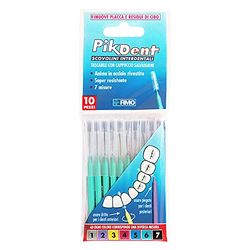 10 Cepillos Interdentales Profesionales Pikdent - Núcleo de acero recubierto y cerdas de Tynex - Verde, Tamaño 1 mm (Cónico)