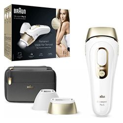 Braun IPL Silk Expert Pro 5 Ontharingsapparaat Voor Vrouwen & Mannen, Nieuwste Generatie IPL Laserontharing, Alternatief Voor Laserontharing, Cadeau Voor Vrouwen, PL5140, Wit/Goud