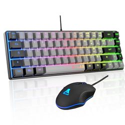 The G-Lab - Hydrogen Combo – gaming-muistoetsenbord, 65% bekabeld, RGB-achtergrondverlichting, azerty, compact formaat + RGB-gamingmuis, 6 toetsen, 6400 dpi – PC/PS4/PS5 – grijs/zwart