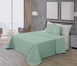 BELUM | Bouti Microsatin Bedspread 100 g Aqua Model for 150/160 cm Bed (250 x 270 cm) Extra Soft Bouti Quilt for Spring, Summer, Autumn and Winter