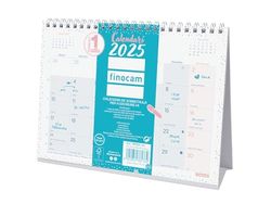 Finocam - Chic Desktop Calendar to Write 2025 Month View January 2025 - December 2025 (12 months) Chic Turquoise Catalan
