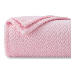 NEWCOSPLAY Super Soft Throw Blanket Premium Silky Flannel Fleece Leaves Pattern Lightweight Blanket All Season Use (888-Pink, Throw(40"x50"))