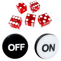 Yuanhe Juego de Dados de Casino, Incluye 5 Dados de Casino serializados de precisión roja de 19 mm y botón de Disco de Encendido/Apagado de Dados de 3 Pulgadas