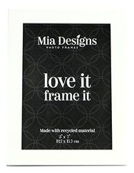 Mia Designs Picture Frame Matte White Cube 5x7 13x18cm Photo Frame for Desk, Wall and Table Top in Eco-friendly PS material Environmentally Friendly Freestanding Frame