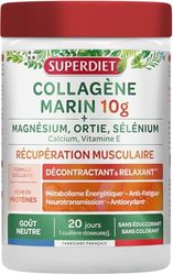 SUPERDIET - COLLAGÈNE MARIN - RÉCUPÉRATION MUSCULAIRE - Décontractant et relaxant - Anti-fatigue - Anti-oxydant - Riche en protéines - Fabrication française - 240g