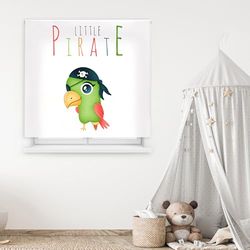 Blindecor Digital | Estor Enrollable Translúcido Estampado |Familia Infantil| Modelo F-Loro Pirata | 170 x 180 cm (Ancho por Alto) Tamaño de la Tela 166 x 175 cm | Estores para Ventanas