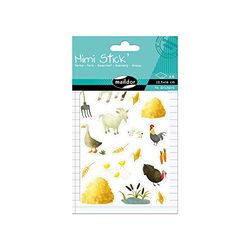 Maildor AE020O - Bustina di adesivi 3D Mimi Stick' 4 fogli 10,5x16cm, La Fattoria (74 adesivi)