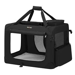 Feandrea Foldable Pet Carrier Bag, Portable Cat Dog Carrier, Soft Sided Pet Travel Carrier with Breathable Mesh, with Handles, Storage Pockets, 70 x 52 x 52 cm, Black PDC70H