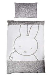 roba Parure de Lit Bébé Réversible miffy® - 2 Pièces 100% Coton Doux - Housse de Couette 100 x 135 cm + Taie d'Oreiller 40 x 60 cm - Imprimée Lapin