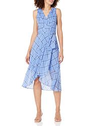 Tommy Hilfiger Bias Waterford Vestido Midi Sobrepelliz a Cuadros, French Blue Multi, 42 para Mujer