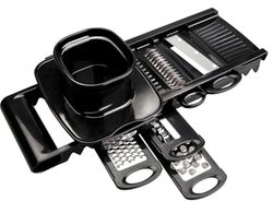 Brightium Mandoline 5 lames inox, coupe polyvalente pour légumes, fruits et légumes, idéal pour préparer des repas rapides et sains.